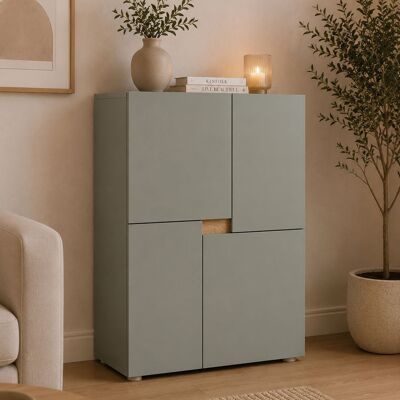 DMORA Credenza Lerinito, Madia Un Ripiano, 4 Ante, 2 Vani, 60x42x84h Cm Verde DMORA Credenza Lerinito, Madia Un Ripiano, 4 Ante, 2 Vani, 60x42x84h Cm Verde