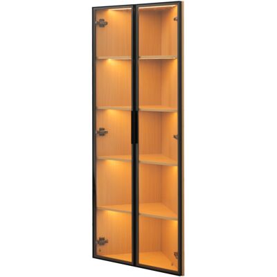 ELVMI Vetrina Angolare Con 1 Porta, 4 Vani E Led Per Soggiorno In Mdf 62 × 35 × 160 Cm Rovere ELVMI Vetrina Angolare Con 1 Porta, 4 Vani E Led Per Soggiorno In Mdf 62 × 35 × 160 Cm Rovere