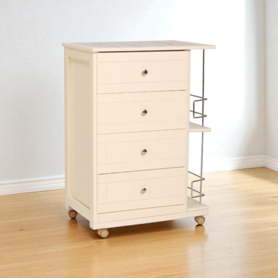 LIBEROSHOPPING - Carrello Da Cucina Giada Con 4 Cassetti E Portabottiglie Avorio LIBEROSHOPPING - Carrello Da Cucina Giada Con 4 Cassetti E Portabottiglie Avorio