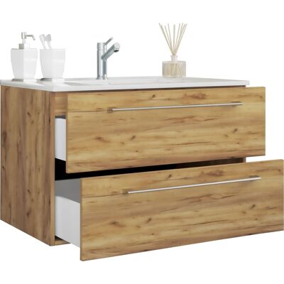 EBUY24 Vcm 2 Pz Lavabo Lavabo Lavabo Larghezza Armadio Inferiore 60 Cm Set Di Mobili Da Bagno Appesi A Due Cassetti Badinos (rovere Miele) EBUY24 Vcm 2 Pz Lavabo Lavabo Lavabo Larghezza Armadio Inferiore 60 Cm Set Di Mobili Da Bagno Appesi A Due Cassetti Badinos (rovere Miele)