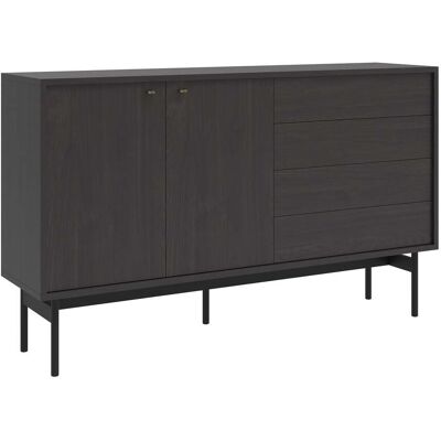 SELSEY Olar Ii - Credenza Con 2 Ante E 4 Cassetti - 154 Cm - Frassino Nero SELSEY Olar Ii - Credenza Con 2 Ante E 4 Cassetti - 154 Cm - Frassino Nero