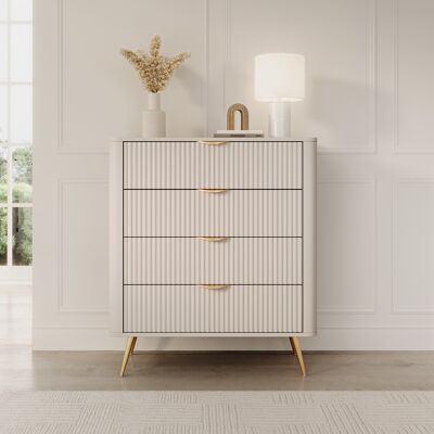 DMORA Credenza Haliso, Madia 4 Cassetti, Un Ripiano, Apertura Scorrevole, 88x38x101h Cm Beige DMORA Credenza Haliso, Madia 4 Cassetti, Un Ripiano, Apertura Scorrevole, 88x38x101h Cm Beige