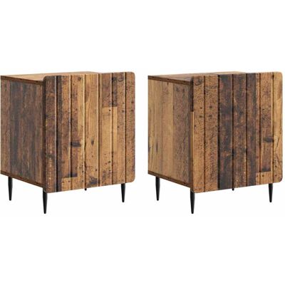 VIDAXL Armadio Da Notte 2 Pz Legno Antico 43 X 34,5 X 52 Cm VIDAXL Armadio Da Notte 2 Pz Legno Antico 43 X 34,5 X 52 Cm