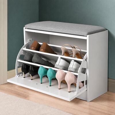 BAKAJI Scarpiera Panca 1 Anta Tripla Profondità Con Seduta In Tessuto Grigio 60x30x48 BAKAJI Scarpiera Panca 1 Anta Tripla Profondità Con Seduta In Tessuto Grigio 60x30x48