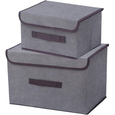 XISRENS Cesto Portaoggetti Pieghevole, Set Di 2 Contenitori Portaoggetti Con Coperchio E Maniglia Per Riporre Vestiti, Giocattoli, Libri, Camera Da Letto, Armadio, Vestiti, Scaffale Da Ufficio (grigio) XISRENS Cesto Portaoggetti Pieghevole, Set Di 2 Contenitori Portaoggetti Con Coperchio E Maniglia Per Riporre Vestiti, Giocattoli, Libri, Camera Da Letto, Armadio, Vestiti, Scaffale Da Ufficio (grigio)