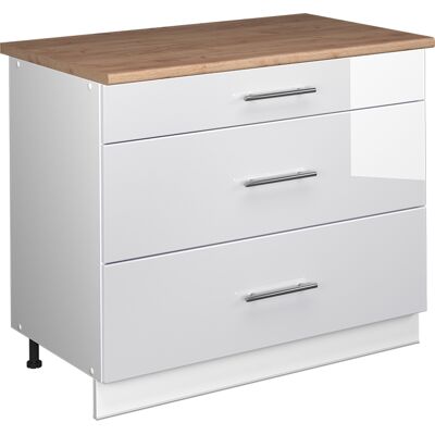 Vicco Mobiletto Base Per Cucina Fame-line, Bianco Lucido/bianco, 100 Cm, Pl Rovere, Vicco Mobiletto Base Per Cucina Fame-line, Bianco Lucido/bianco, 100 Cm, Pl Rovere,