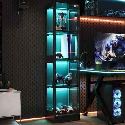 REDOM Vetrina Led 40x35x170 Cm, Illuminazione Regolabile Tramite App, 4 Livelli, Apertura Push To Open, Mdf E Vetro Nero REDOM Vetrina Led 40x35x170 Cm, Illuminazione Regolabile Tramite App, 4 Livelli, Apertura Push To Open, Mdf E Vetro Nero