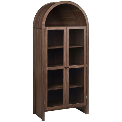 BELIANI Mobile Decorativo Con Ripiani E Espositori In Vetro In Particelle Di Legno Marrone Scuro Glenwood BELIANI Mobile Decorativo Con Ripiani E Espositori In Vetro In Particelle Di Legno Marrone Scuro Glenwood