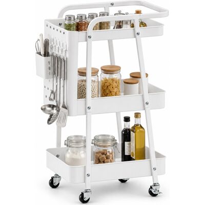 BAKAJI Carrello Da Cucina Bianco Acciaio 3 Ripiani Carrellino Salvaspazio 47.5x32x73.5cm BAKAJI Carrello Da Cucina Bianco Acciaio 3 Ripiani Carrellino Salvaspazio 47.5x32x73.5cm
