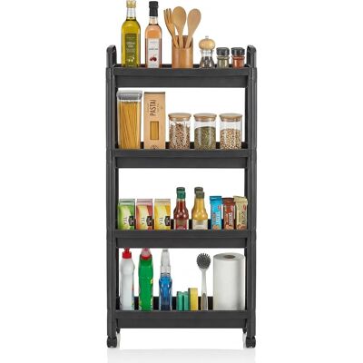 COSTWAY Carrello Di Stoccaggio, Organizzatore Da Bagno A Ripiani Aperti Con Ruote,4 Ripiani,nero COSTWAY Carrello Di Stoccaggio, Organizzatore Da Bagno A Ripiani Aperti Con Ruote,4 Ripiani,nero