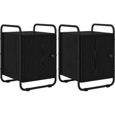 VIDAXL Armadio Da Notte 2 Pz Rovere Nero Legno Ingegnerizzato VIDAXL Armadio Da Notte 2 Pz Rovere Nero Legno Ingegnerizzato