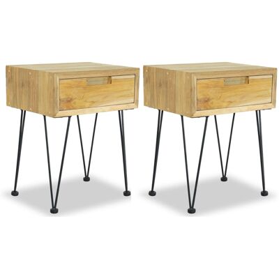 VIDAXL Comodini 2 Pz 40x30x50 Cm In Legno Massello Di Teak - VIDAXL Comodini 2 Pz 40x30x50 Cm In Legno Massello Di Teak -