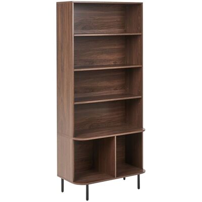 BELIANI Libreria A 6 Ripiani In Truciolato, Mdf E Ferro Laminato, Colore Marrone Scuro Bradley BELIANI Libreria A 6 Ripiani In Truciolato, Mdf E Ferro Laminato, Colore Marrone Scuro Bradley