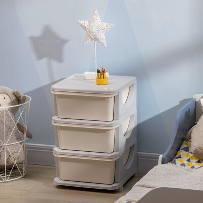 PZCC Organizzatore Per Cassetti In Plastica Per Bambini Con 3 Cassetti E Maniglie Per Giocattoli, Vestiti E Libri, 37x37x56,5 Cm, Beige. PZCC Organizzatore Per Cassetti In Plastica Per Bambini Con 3 Cassetti E Maniglie Per Giocattoli, Vestiti E Libri, 37x37x56,5 Cm, Beige.