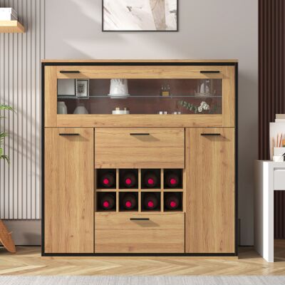 XISRENS Credenza: Elegante Mobile Portavini Con Doppie Ante, Ripiano In Vetro E Portabottiglie – Una Soluzione Di Stoccaggio Perfetta In Una Credenza Di Stile. XISRENS Credenza: Elegante Mobile Portavini Con Doppie Ante, Ripiano In Vetro E Portabottiglie – Una Soluzione Di Stoccaggio Perfetta In Una Credenza Di Stile.