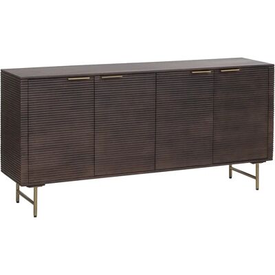 Unique Credenza 4 Ante In Legno Di Mango E Metallo Dorato Naturale Scuro - Sordana Di Maison Céphy Unique Credenza 4 Ante In Legno Di Mango E Metallo Dorato Naturale Scuro - Sordana Di Maison Céphy