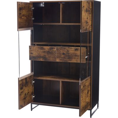 STILVORA Vetrina Con 2 Ante E 2 Cassetti E Led Bluetooth, 6 Vani, Stile Moderno Retrò, In Mdf, Nero Effetto Legno, 80×40×138 Cm STILVORA Vetrina Con 2 Ante E 2 Cassetti E Led Bluetooth, 6 Vani, Stile Moderno Retrò, In Mdf, Nero Effetto Legno, 80×40×138 Cm