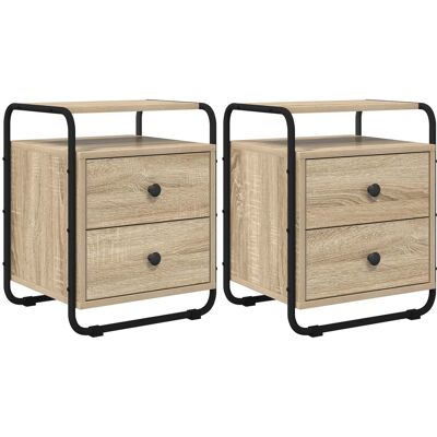 VIDAXL Armadio Da Notte 2 Pz Rovere Sonoma Legno Ingegnerizzato VIDAXL Armadio Da Notte 2 Pz Rovere Sonoma Legno Ingegnerizzato