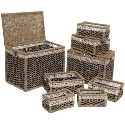ATMOSPHERA - Set Di 8 Cestini Rettangolari In Giunco Créateur D'Intérieur ATMOSPHERA - Set Di 8 Cestini Rettangolari In Giunco Créateur D'Intérieur