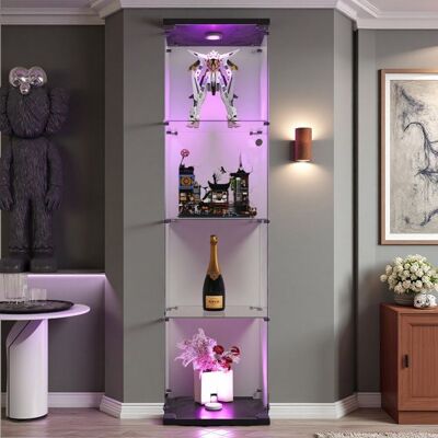 OEM Vetrina In Vetro, Con Led, 4 Ripiani, Armadio Di Presentazione Per Salotto, Per Collezione, 164 X 42 X 36cm, Nero OEM Vetrina In Vetro, Con Led, 4 Ripiani, Armadio Di Presentazione Per Salotto, Per Collezione, 164 X 42 X 36cm, Nero