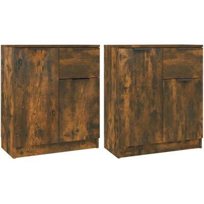vidaXL Credenze 2 pezzi rovere fumato 60x30x70cm vidaXL Credenze 2 pezzi rovere fumato 60x30x70cm