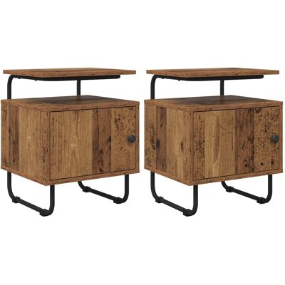 VIDAXL Armadio Da Notte 2 Pz Legno Antico Legno Ingegnerizzato VIDAXL Armadio Da Notte 2 Pz Legno Antico Legno Ingegnerizzato