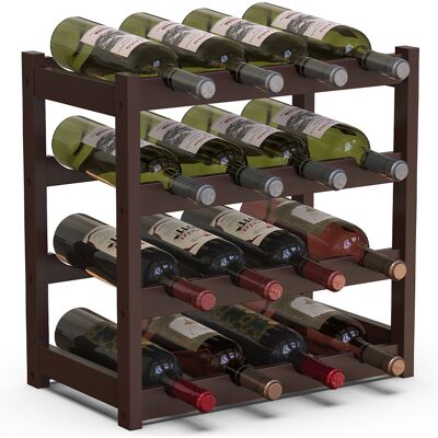 GIORDANOSHOP Cantinetta Portavino Con 16 Scomparti Portabottiglie In Legno Bambù Colore Noce GIORDANOSHOP Cantinetta Portavino Con 16 Scomparti Portabottiglie In Legno Bambù Colore Noce