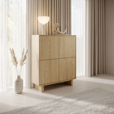 DMORA Credenza Hasareti, Madia 4 Ripiani, Apertura Battente, 4 Ante, 104x38x124h Cm Marrone Rovere DMORA Credenza Hasareti, Madia 4 Ripiani, Apertura Battente, 4 Ante, 104x38x124h Cm Marrone Rovere