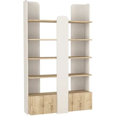 Unique Libreria 2 Ante E 4 Ripiani Beige E Naturale - Sarioba Unique Libreria 2 Ante E 4 Ripiani Beige E Naturale - Sarioba