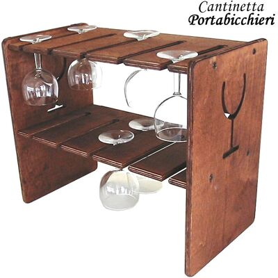 BAKAJI Cantinetta Porta Bicchieri Reggibicchieri In Legno Scuro 45 X 25 X 37 Cm BAKAJI Cantinetta Porta Bicchieri Reggibicchieri In Legno Scuro 45 X 25 X 37 Cm