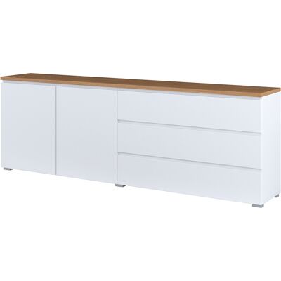 PETITS-MEUBLES Buffet 2 Ante 3 Cassetti Liko Bianco E Marrone 67,9cm PETITS-MEUBLES Buffet 2 Ante 3 Cassetti Liko Bianco E Marrone 67,9cm