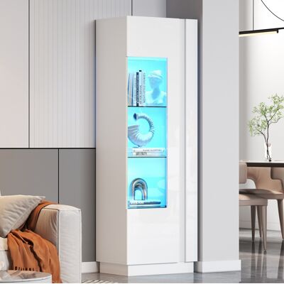 COVREO Vetrina 60x40x180 Cm Bianca In Truciolare Con Anta In Acrilico, Finitura Lucida Frontale E Led COVREO Vetrina 60x40x180 Cm Bianca In Truciolare Con Anta In Acrilico, Finitura Lucida Frontale E Led