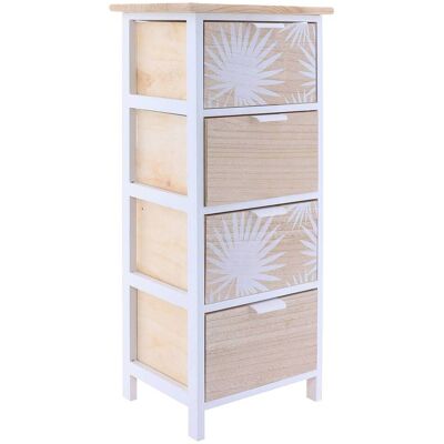 TENDANCE Paulownia Mdf Pioppo Mobili 4 Cassetti Arredo Piante Tess Maniglie In Metallo - Bianco Naturale - TENDANCE Paulownia Mdf Pioppo Mobili 4 Cassetti Arredo Piante Tess Maniglie In Metallo - Bianco Naturale -