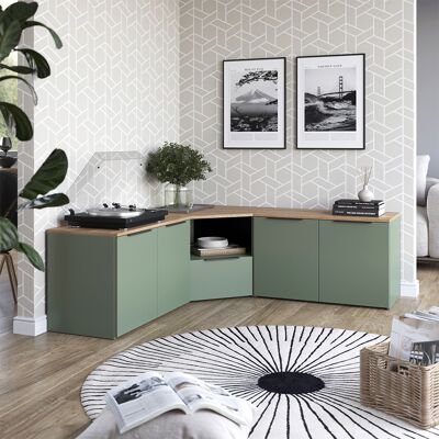 Vicco Parete Attrezzata Soggiorno Wido, Verde, 3 Parti, Vicco Parete Attrezzata Soggiorno Wido, Verde, 3 Parti,