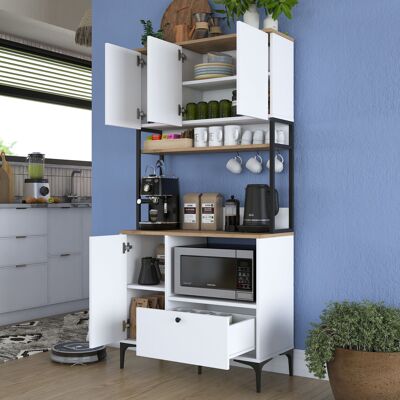DMORA Credenza Rapone, Madia Un Cassetto, 2 Ripiani, Apertura Battente, Scorrevole, 90x38x184h Cm Bianco DMORA Credenza Rapone, Madia Un Cassetto, 2 Ripiani, Apertura Battente, Scorrevole, 90x38x184h Cm Bianco