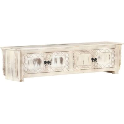 vidaXL Mobile TV in Legno di Mango Bianco 140x30x35 cm - Fascino Rustico vidaXL Mobile TV in Legno di Mango Bianco 140x30x35 cm - Fascino Rustico