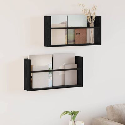 VIDAXL Scaffale Per Riviste 2 Pcs Rovere Nero 60 X 12 X 30 Cm VIDAXL Scaffale Per Riviste 2 Pcs Rovere Nero 60 X 12 X 30 Cm