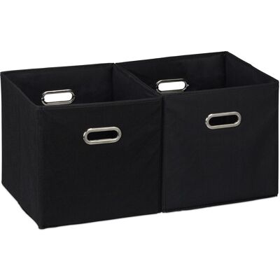 RELAXDAYS Set Da 2 Cestini Porta-oggetti, Senza Coperchio, Con Manico, Pieghevole, Ceste Quadrate Di Stoffa, 30 Cm, Nero - RELAXDAYS Set Da 2 Cestini Porta-oggetti, Senza Coperchio, Con Manico, Pieghevole, Ceste Quadrate Di Stoffa, 30 Cm, Nero -