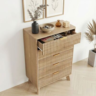 EIFSON Cassettiera Settimanino 5 Cassetti In Legno Massello - Mobile Contenitore 73x40x108 Cm Stile Rustico/country Con Maniglie In Metallo - Naturale EIFSON Cassettiera Settimanino 5 Cassetti In Legno Massello - Mobile Contenitore 73x40x108 Cm Stile Rustico/country Con Maniglie In Metallo - Naturale