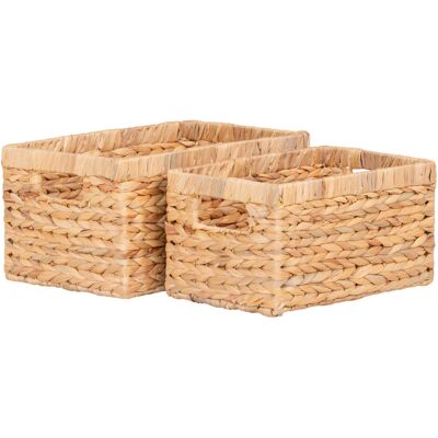 KENDRA HOME Set Di 2 Cesti Passo Rettangolari In Giacinto D'Acqua Naturale - Misure Assortite KENDRA HOME Set Di 2 Cesti Passo Rettangolari In Giacinto D'Acqua Naturale - Misure Assortite