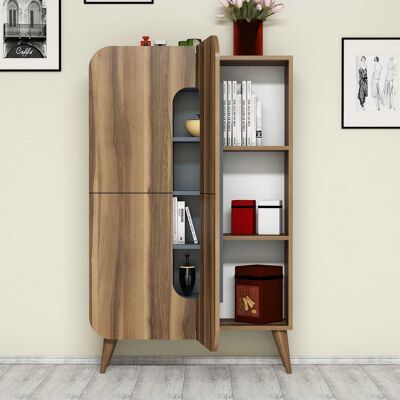 DMORA Credenza Paularo, Madia 7 Ripiani, 10 Vani, 2 Ante, 93x32x144h Cm Marrone Noce DMORA Credenza Paularo, Madia 7 Ripiani, 10 Vani, 2 Ante, 93x32x144h Cm Marrone Noce