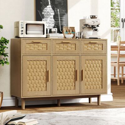 OEM Buffet Basso - Mobile Da Cucina - 3 Porte - 3 Cassetti - Marrone 107x40x80 Cm OEM Buffet Basso - Mobile Da Cucina - 3 Porte - 3 Cassetti - Marrone 107x40x80 Cm