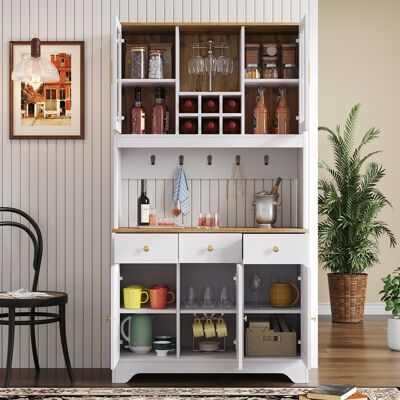 OKMYHOME Mobile Credenza 94,5x30x175,5 Contenitore Vetrina OKMYHOME Mobile Credenza 94,5x30x175,5 Contenitore Vetrina