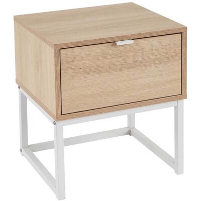 BAKAJI Comodino Mobiletto Cassettiera Con Cassetto Tavolino Design Moderno Legno Metall BAKAJI Comodino Mobiletto Cassettiera Con Cassetto Tavolino Design Moderno Legno Metall