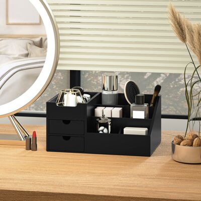 PZCC Organizzatore Da Scrivania In Bambù Con 2 Cassetti, 6 Scomparti E Ripiano Per Casa E Ufficio, 33x20,5x15,5 Cm, Nero. PZCC Organizzatore Da Scrivania In Bambù Con 2 Cassetti, 6 Scomparti E Ripiano Per Casa E Ufficio, 33x20,5x15,5 Cm, Nero.