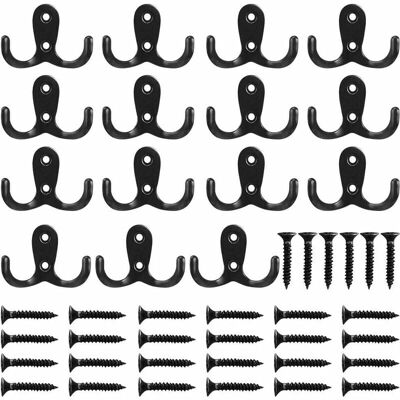 OEM Ganci Da Parete Doppio, Set Di 15, Stile Antico, Neri, Inclusi Viti, Per Casa, Scaffali E Bagno. OEM Ganci Da Parete Doppio, Set Di 15, Stile Antico, Neri, Inclusi Viti, Per Casa, Scaffali E Bagno.