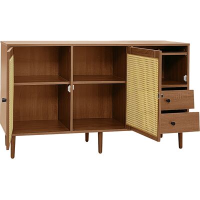 STILVORA Credenza E Madia Con 2 Ante In Rattan, Ripiani Regolabili, Stile Country, In Pannelli Di Particelle, Legno, 130×40×75,5 Cm STILVORA Credenza E Madia Con 2 Ante In Rattan, Ripiani Regolabili, Stile Country, In Pannelli Di Particelle, Legno, 130×40×75,5 Cm