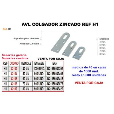 AVL Appendino H1 Zincato 80 Mm AVL Appendino H1 Zincato 80 Mm