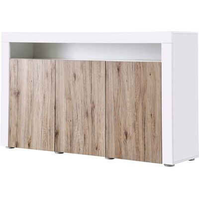 HABITAT ET JARDIN Credenza Buffet A Led "bogota" - 155 X 40 X 92 Cm -rovere / Bianco Laccato HABITAT ET JARDIN Credenza Buffet A Led "bogota" - 155 X 40 X 92 Cm -rovere / Bianco Laccato