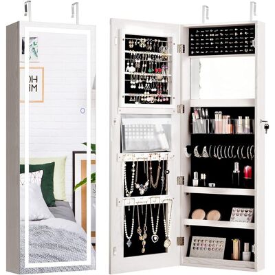 COSTWAY Armadietto Per Gioielli Con Luci Led, Armadio Portagioielli Con Specchio, Organizer Gioielli Montato Al Muro O Porta, Armadio Per Gioielli Richiudibile A Chiave Per Camera Da Letto E Camerino COSTWAY Armadietto Per Gioielli Con Luci Led, Armadio Portagioielli Con Specchio, Organizer Gioielli Montato Al Muro O Porta, Armadio Per Gioielli Richiudibile A Chiave Per Camera Da Letto E Camerino